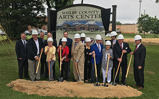 Shelby County Arts Center sign and groundbreaking